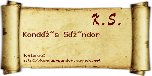 Kondás Sándor névjegykártya