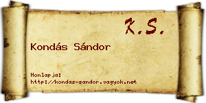 Kondás Sándor névjegykártya