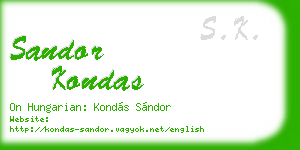 sandor kondas business card